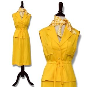 RARE 1970s Vintage Sunshine Yellow 2-Piece Skirt Set
